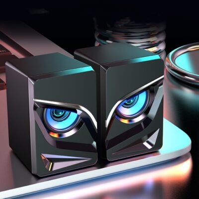 Bluetooth Desktop Computer Sound Bar Speakers | Compact Hi-Fi Stereo with LED Light & Wired Control