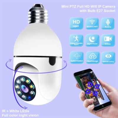 1080P Smart WiFi Bulb Camera with 4X Zoom, Motion Detection & Night Vision | E27 Socket Security Camera with Two-Way Audio & Alexa Compatible