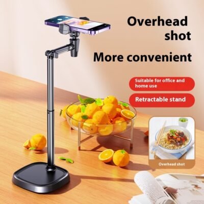 Foldable Desktop Phone Stand with Adjustable Double Rod – Universal Mobile Holder for Selfies, Streaming & Video Calls