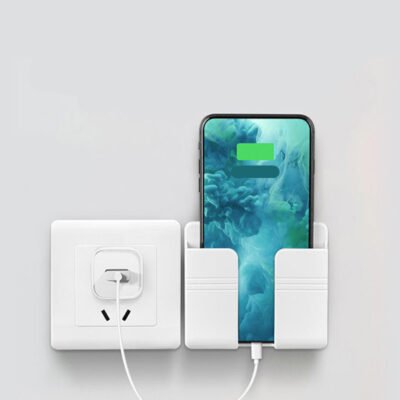 Wall-Mounted Mobile Phone Charging Holder – Punch-Free Adhesive Storage Rack for Phones & Accessories