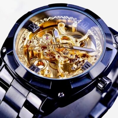 Men’s Golden Waterproof Automatic Mechanical Watch – Stylish Casual Fashion Timepiece
