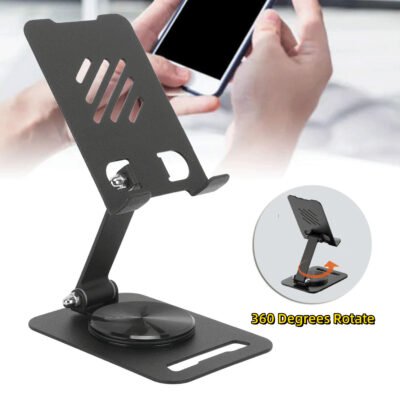 360° Rotating Adjustable Metal Phone & Tablet Stand – Desktop Holder for Mobile Phones, Pads, and Tablets