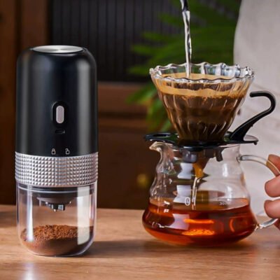 Portable Electric Ceramic Coffee Grinder – USB Rechargeable Coffee Mill for Outdoor & Travel Use